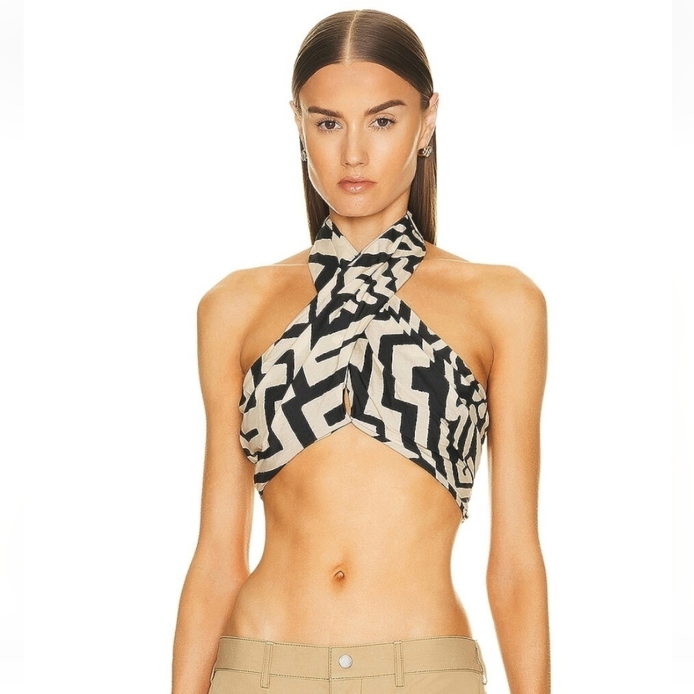 Johanna Ortiz Unique Places Crop Top in Kuna Black & Antique Ecru Size 4